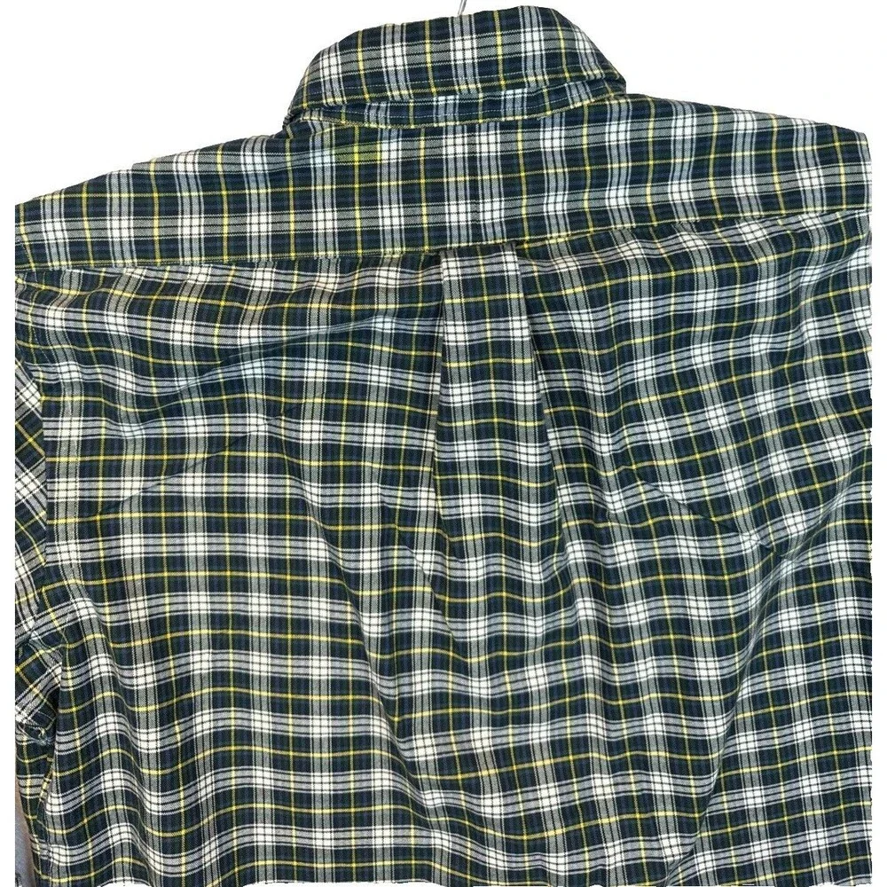 Ralph Lauren Classic Fit Gordon Tartan Plaid Shirt Small S Green Navy Yellow RL